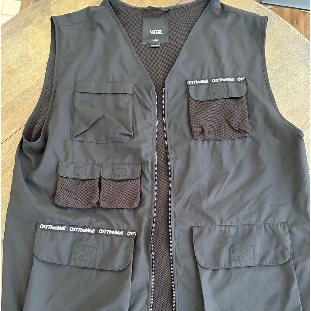 Vans Vest Jacket Light Weight Pockets Black Size Large